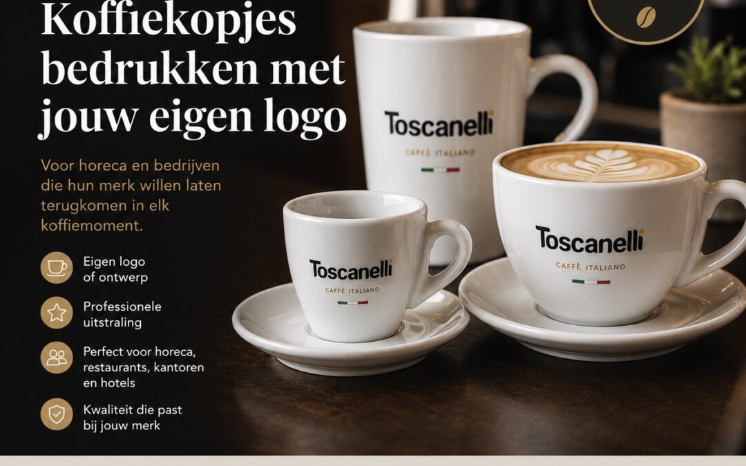 Koffiekopjes bedrukken voor horeca met logo | Betaalbaar horeca servies | Toscanelli